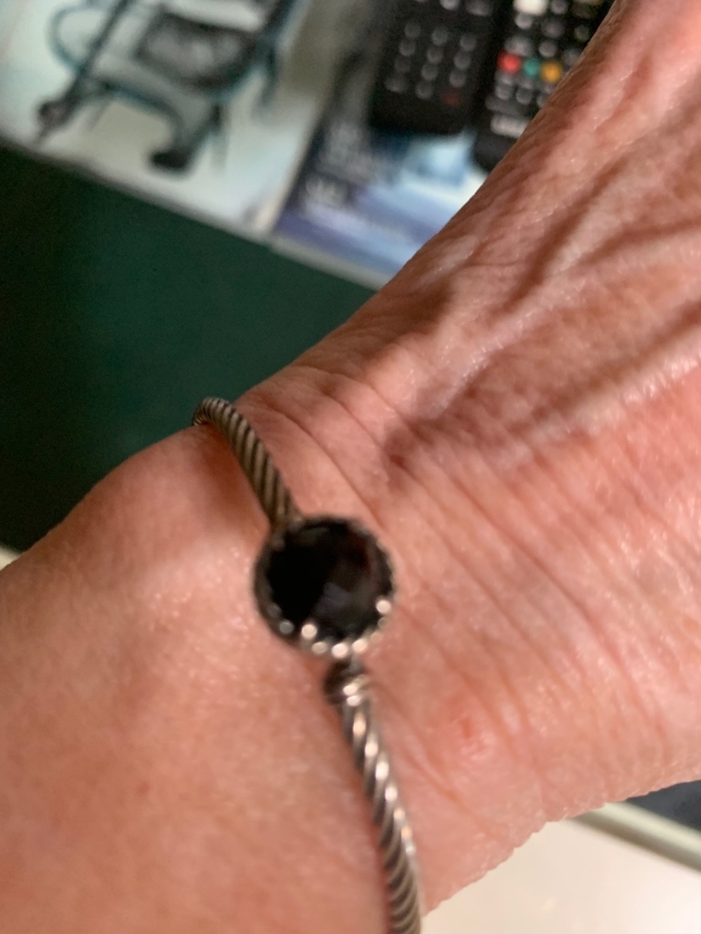 David Yurman Petite Chatalaine Black Onyx and Sterling Cable Bracelet
